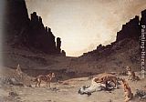 Gustave Achille Guillaumet Dogs of the Douar Devouring a Dead Hourse in the Gorges of El Kantar painting